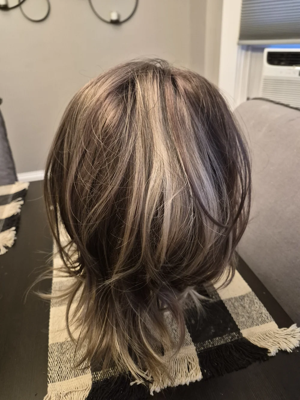 Natural Ash Brown Wig with Blonde Highlights - Women's Hair